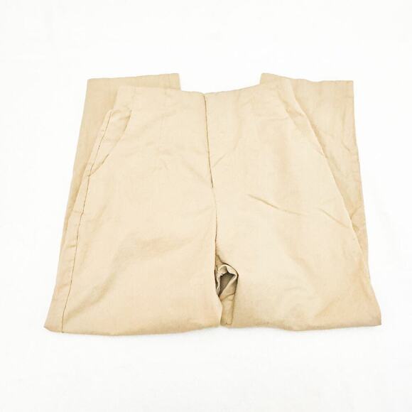 Zara Khaki Dress Pant Straight Leg Cropped Size Small - Picture 6 of 7